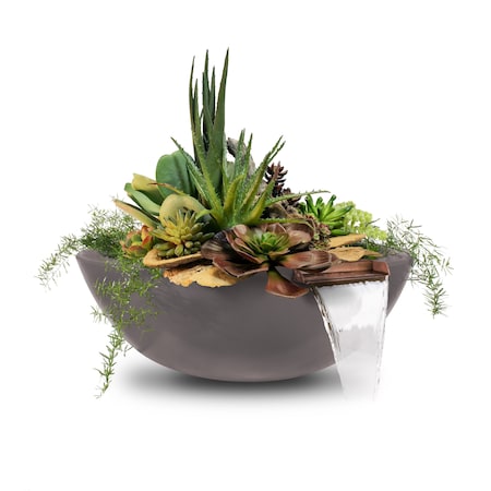 The Outdoor Plus 33 Round Sedona Planter & Water Bowl - GFRC Concrete - Chestnut - OPT-33RPW-CST